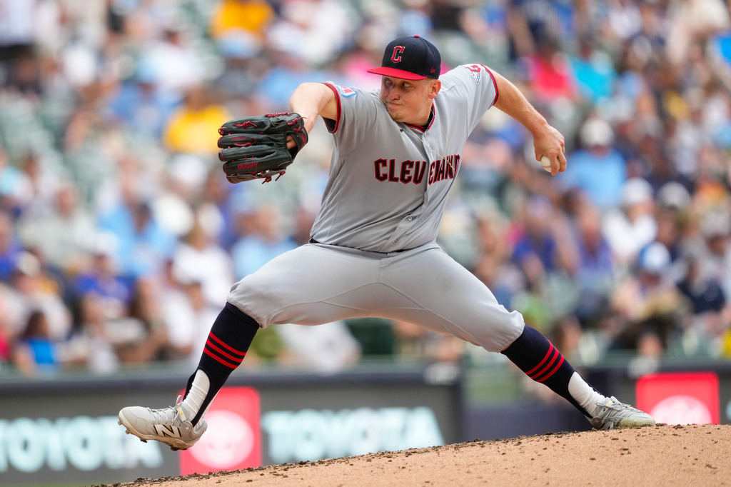 Cleveland Guardians pitcher Parker Messick throws during the fourth inning of a baseball game against the Milwaukee Brewers, Thursday, June 18, 2026, in Milwaukee. (AP Photo/Kayla Wolf)
