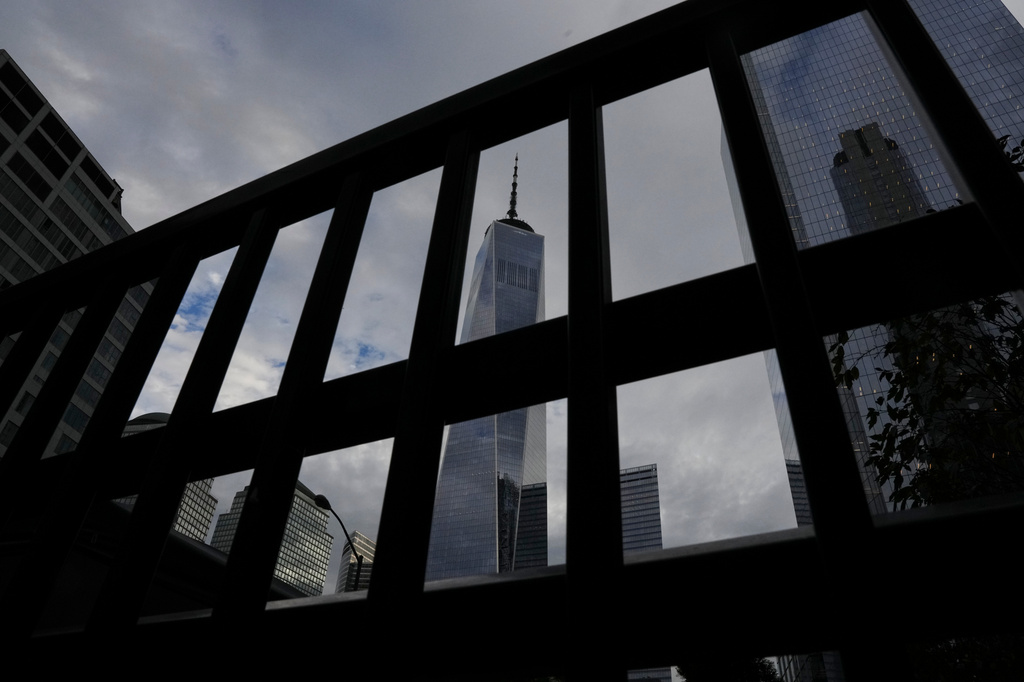 The memorial is seen on the 25th anniversary of the September 11, 2001, terrorist attacks, Friday, Sept. 11, 2026, in New York. (AP Photo/Angelina Katsanis)