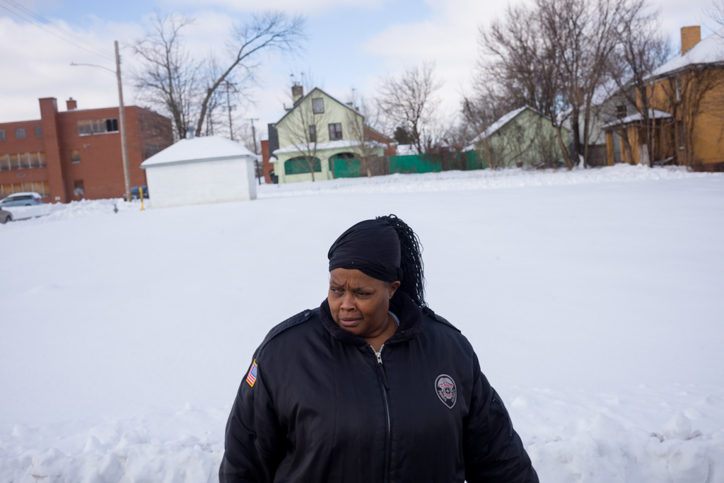 Carla Beard-Owens walks to church in Clairton, Pa., on Sunday, Feb. 1, 2026. (Quinn Glabicki/Pittsburgh's Public Source via AP)