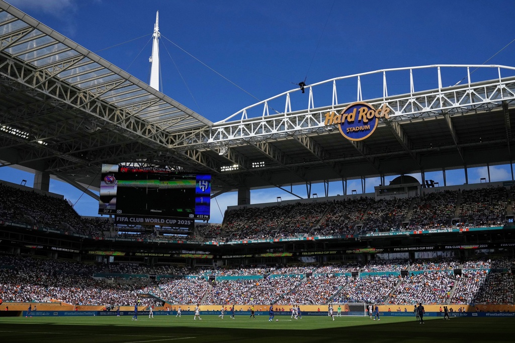 FILE - Hard Rock Stadium is seen during the Club World Cup group H soccer match between Real Madrid and Al Hilal in Miami Gardens, Fla., Wednesday, June 18, 2025. (AP Photo/Rebecca Blackwell, file)