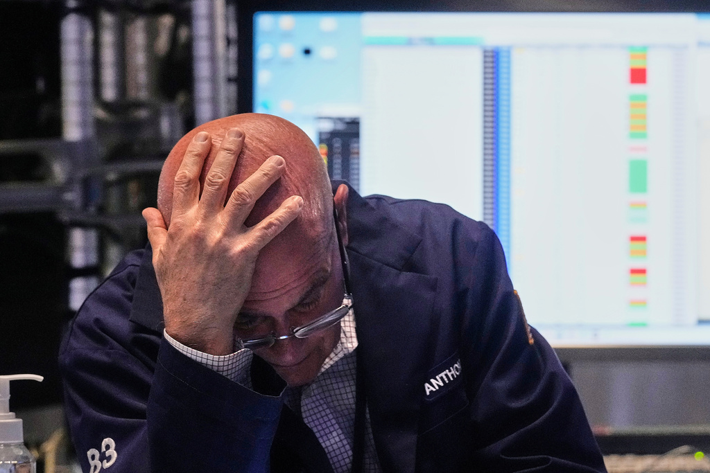 FILE - Trader Anthony Confusione works on the floor of the New York Stock Exchange, Monday, May 5, 2025. (AP Photo/Richard Drew, File)