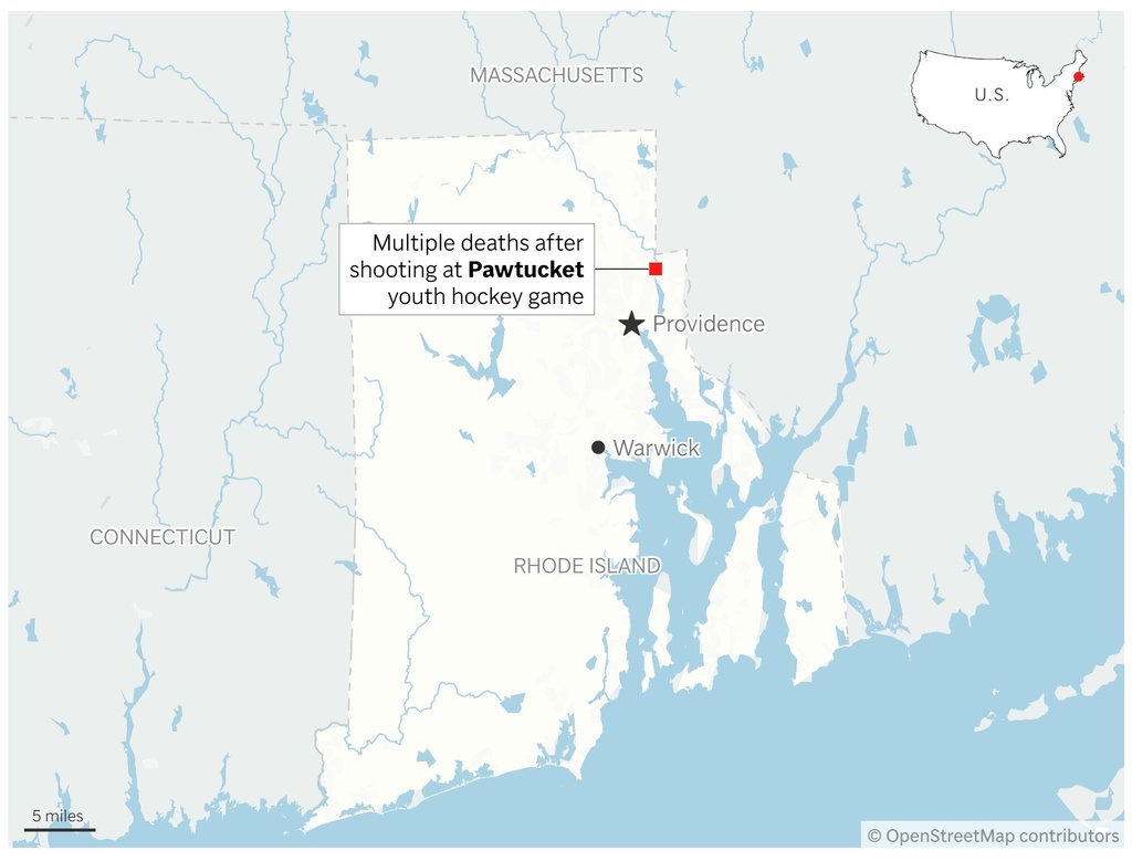 A map showing the location of a deadly shooting in Pawtucket, Rhode Island. (AP Digital Embed)