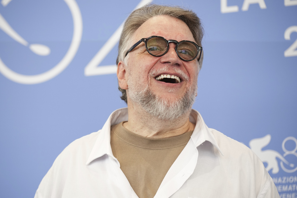 Director Guillermo del Toro poses for photographers at the photo call for the film 'Frankenstein' during the 82nd edition of the Venice Film Festival in Venice, Italy, on Saturday, Aug. 30, 2025. (Photo by Alessandra Tarantino/Invision/AP)