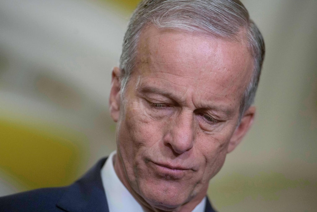 Senate Majority Leader John Thune, R-S.D., speaks during the Senate Republican policy luncheon news conference at the Capitol, Tuesday, Jan. 6, 2026, in Washington. (AP Photo/Rod Lamkey, Jr.)