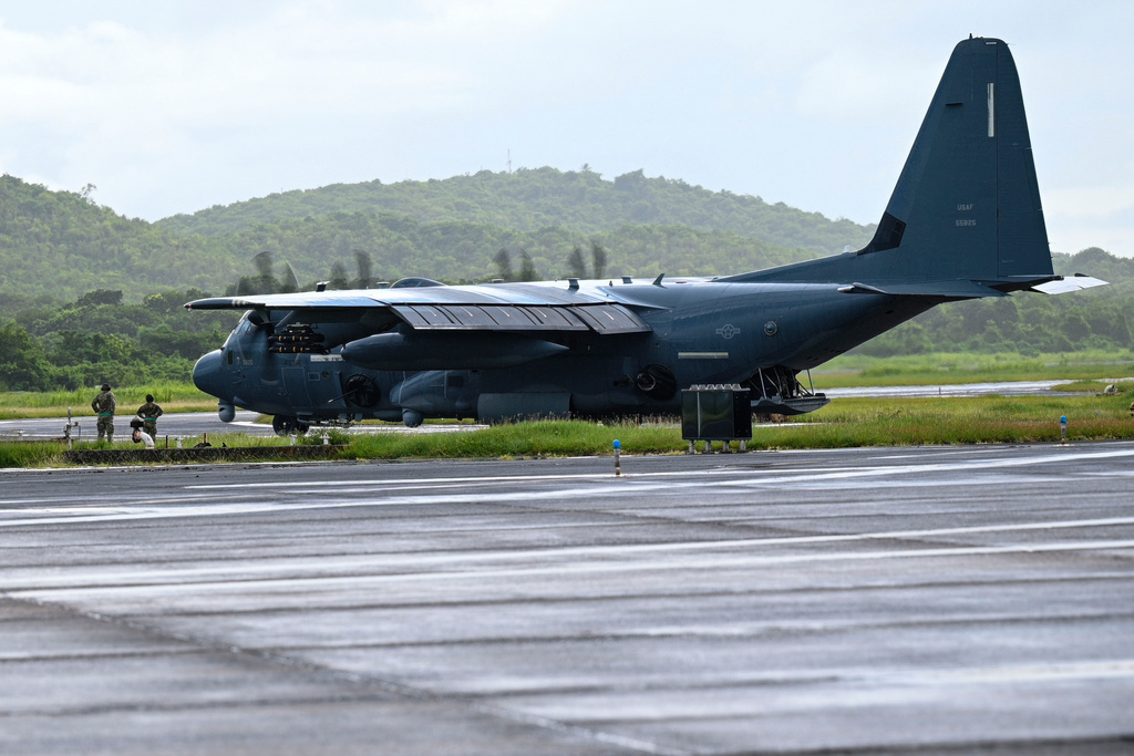 This image provided by the U.S. Air Force, shows an Air Force AC-130J Ghostrider parking on a flightline in Ceiba, Puerto Rico, Oct. 6, 2025. (Senior Airman Gabriel Jones/U.S. Air Force via AP)
