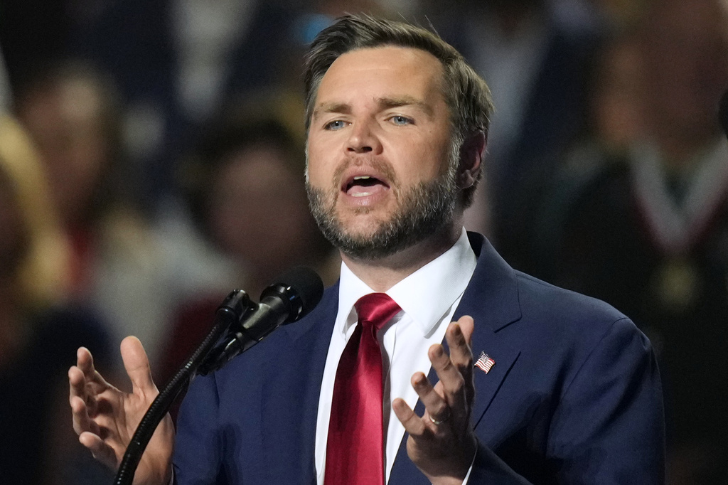Vice President JD Vance speaks at the Republican convention Thursday, Sept. 10, 2026, in Dallas. (AP Photo/Alex Brandon)