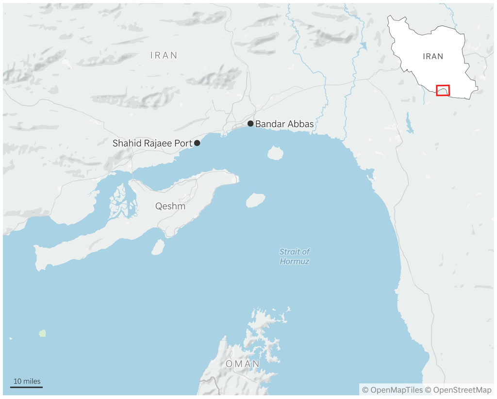 A map showing Bandar Abbas in Iran. (AP Digital Embed)