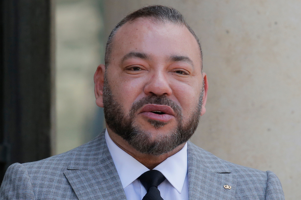 FILE - Morocco's King Mohammed VI arrives at the Elysee Palace to meet France's President Francois Hollande in Paris, May 2, 2017. (AP Photo/Michel Euler, File)