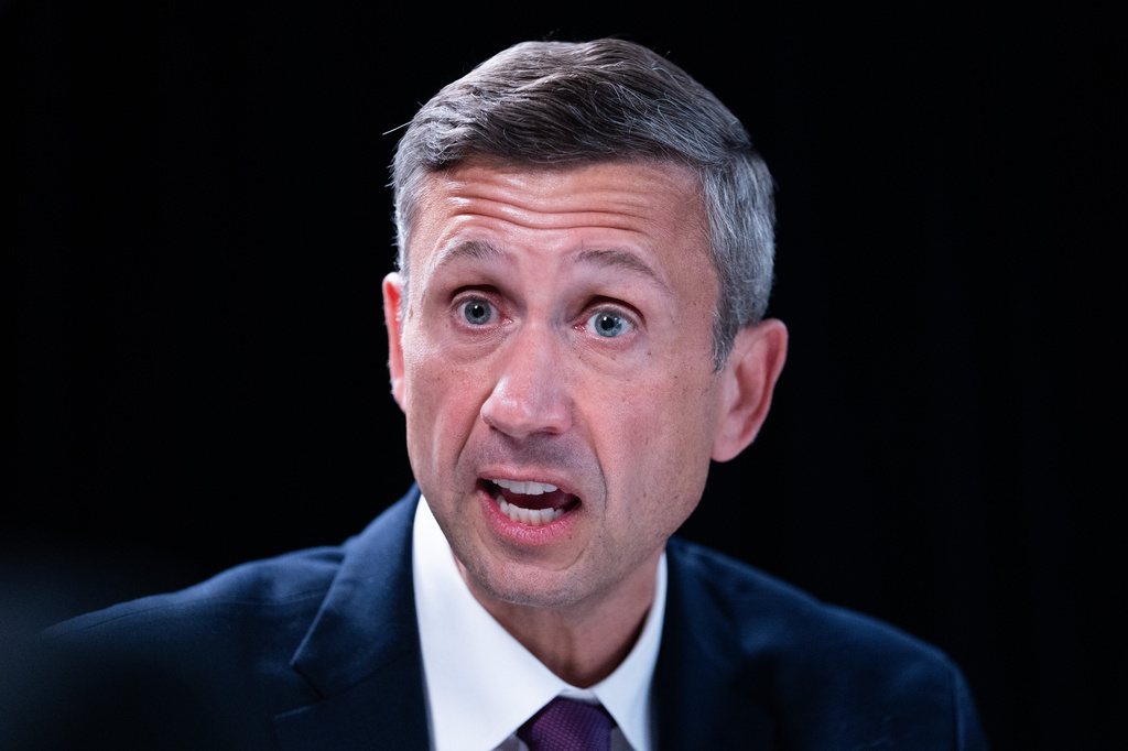 FILE - Democratic National Committee chair Ken Martin speaks during an interview with The Associated Press at DNC headquarters, Jan. 12, 2026, in Washington. (AP Photo/Allison Robbert, File)