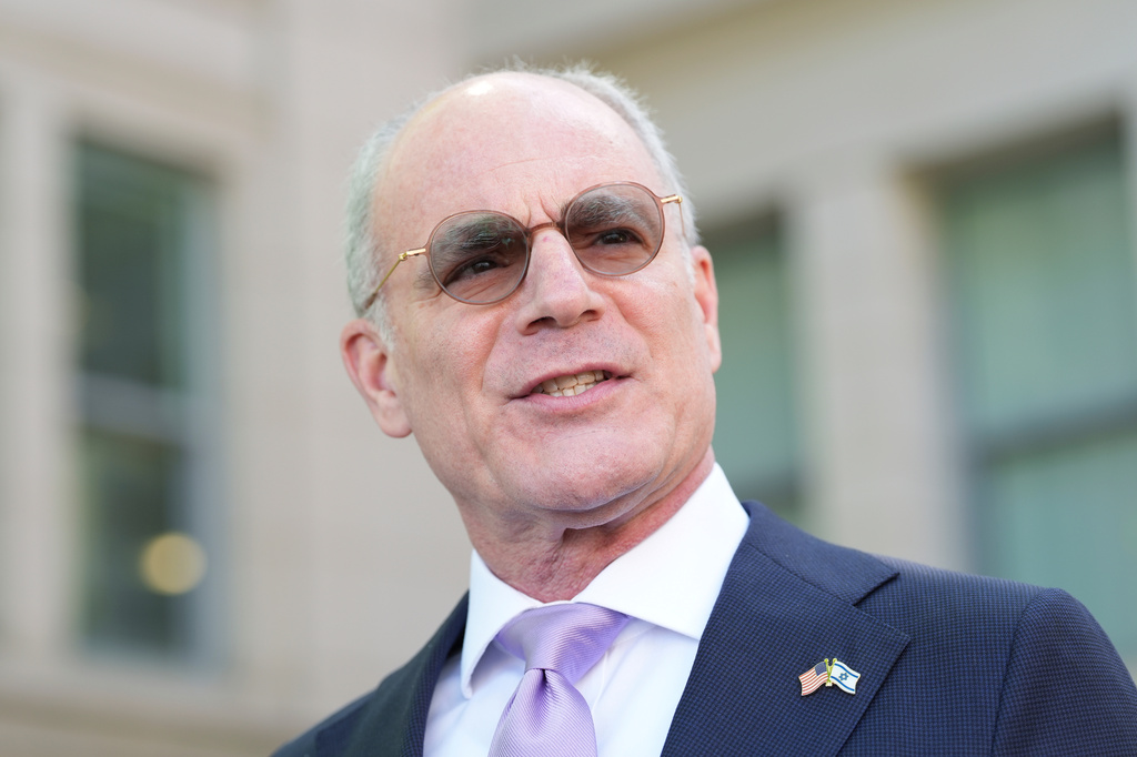 Israeli Ambassador to the U.S. Yechiel Leiter speaks with reporters outside of the State Department in Washington, Tuesday, April 14, 2026. (AP Photo/Jacquelyn Martin)