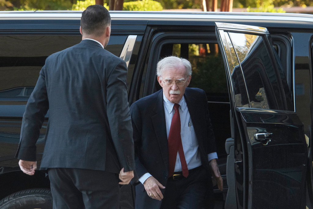 Former Trump administration national security adviser John Bolton, arrives for his arraignment at the federal courthouse in Greenbelt, Md., Friday, Oct. 17, 2025. (AP Photo/Rod Lamkey, Jr.)
