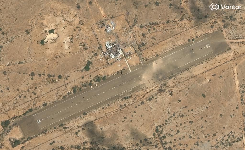 This satellite image provided by Vantor shows a destroyed drone storage building and cratered airstrip at Konarak drone base in Iran on Wednesday, March 4, 2026. (Satellite image ©2026 Vantor via AP)