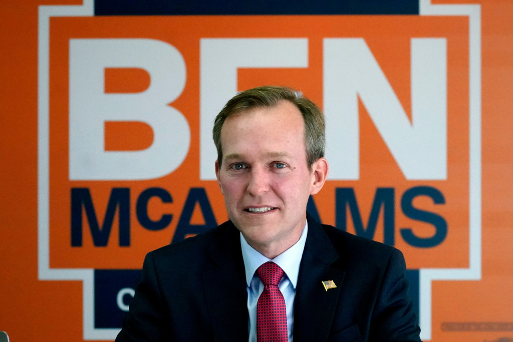 FILE - Democratic incumbent U.S. Rep. Ben McAdams speaks following a news conference, Oct. 28, 2020, in Salt Lake City. (AP Photo/Rick Bowmer, File)
