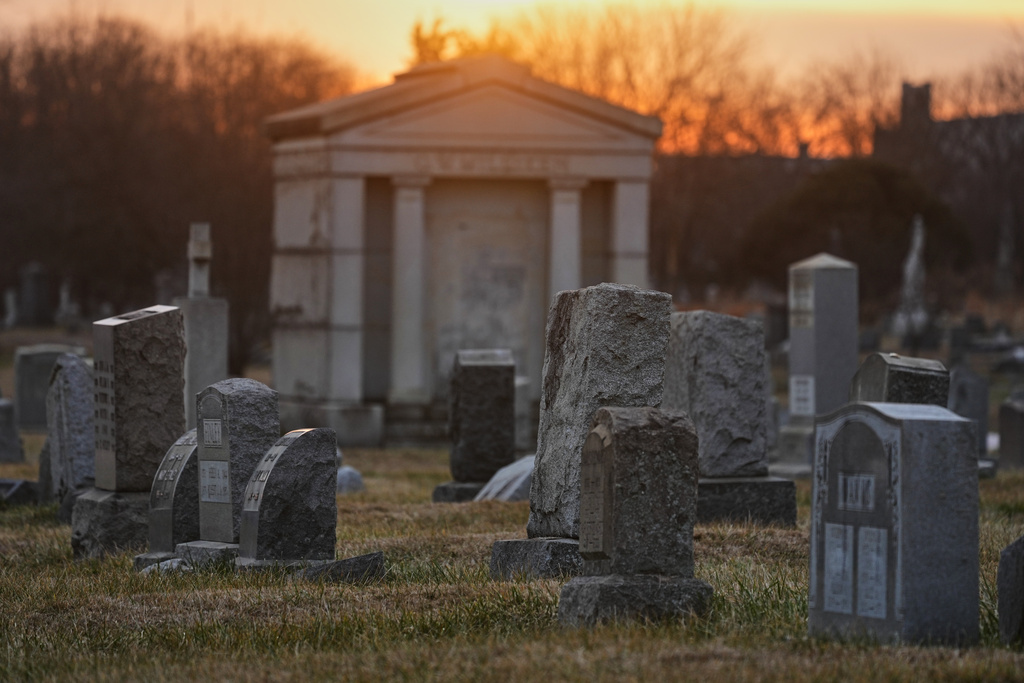 Grave markers at the Mount Moriah Cemetery in Philadelphia, on Thursday, Jan. 8, 2026. (AP Photo/Matt Rourke)