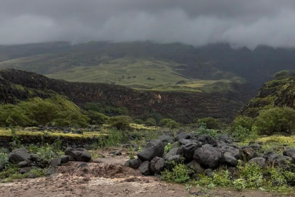 This photo provided by Maui County shows flooding from days of downpours in Hana, Hawaii, on Friday, March 13, 2026. (Maui County via AP)