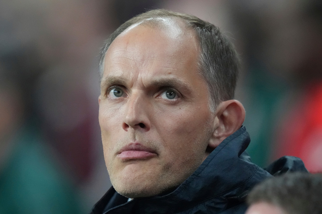 England manager Thomas Tuchel is looks at the field before an international friendly soccer match between England and Wales at Wembley stadium in London, Thursday, Oct. 9, 2025. (AP Photo/Frank Augstein)