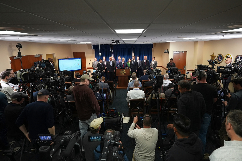Centers for Medicare & Medicaid Services Administrator Dr. Mehmet Oz speaks to the media during a news conference Thursday, May 21, 2026, in Minneapolis. (AP Photo/Glen Stubbe)