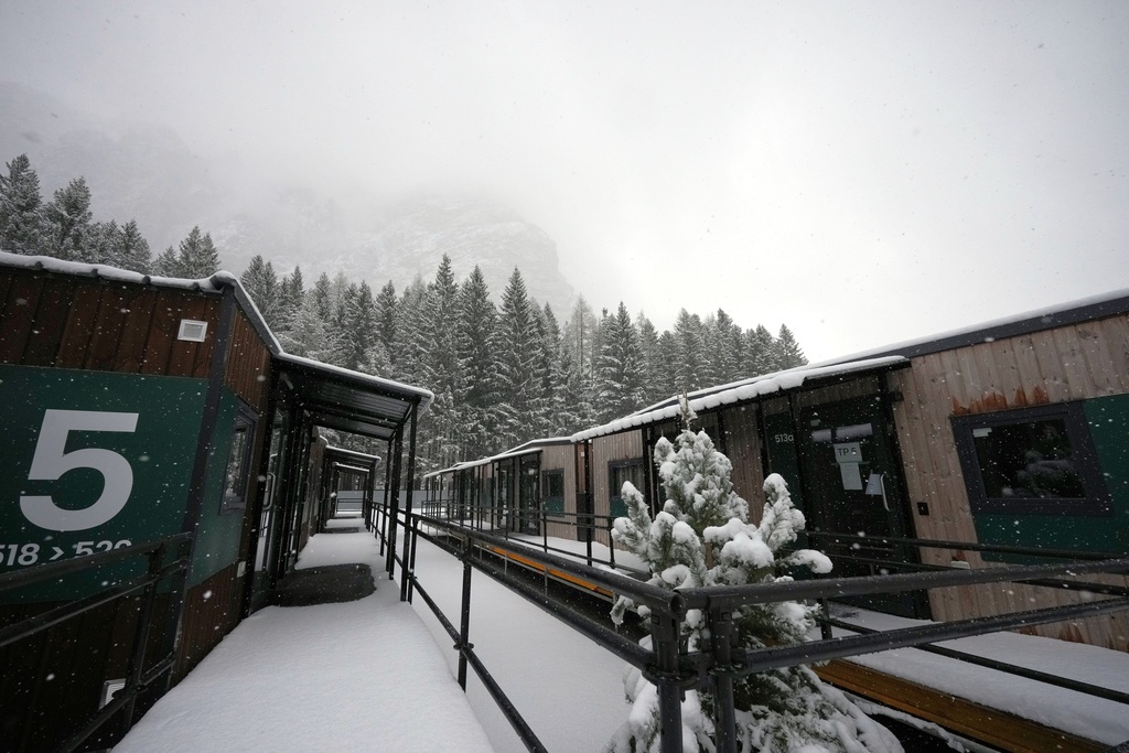 A view of the athlete's village for the Cortina Milan Winter Olympics, in Cortina D'Ampezzo, Italy, Monday, Nov. 24, 2025. (AP Photo/Andrew Medichini)