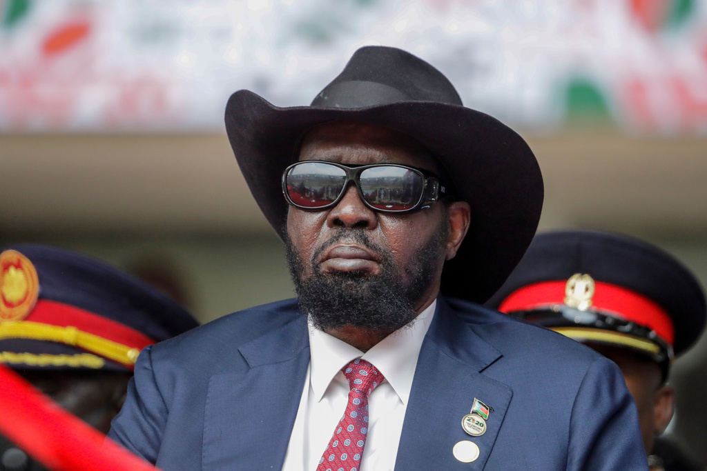 FILE - South Sudan's President Salva Kiir attends the swearing-in ceremony for Kenya's new president William Ruto, at Kasarani stadium in Nairobi, Kenya on Sept. 13, 2022. (AP Photo/Brian Inganga, File)