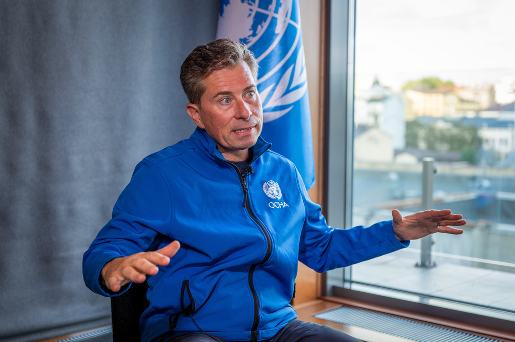 Tom Fletcher, United Nations Under-Secretary-General for Humanitarian Affairs and Emergency Relief Coordinator, speaks during an interview in Kyiv, Ukraine, Wednesday, Aug. 19, 2026. (AP Photo/Dan Bashakov)