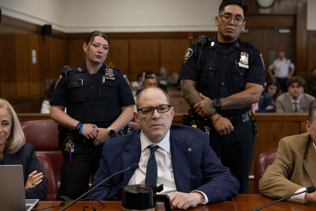 FILE - Harvey Weinstein appears in state court in Manhattan as jurors return to deliberations on a remaining charge in his retrial on June 12, 2025, in New York. (Christian Monterrosa/Pool Photo via AP, File)