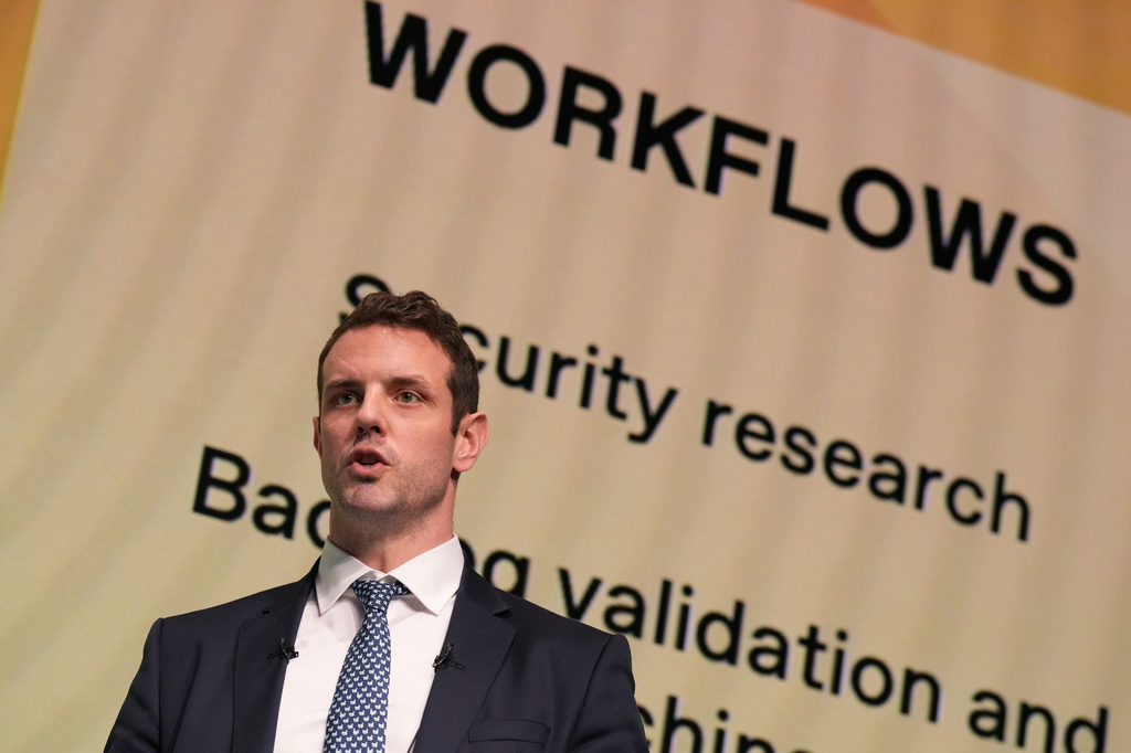 Colin Jarvis, head of Forward Deployed Engineering for OpenAI, speaks during its business event with SoftBank at a hotel in Tokyo, Tuesday, June 16, 2026. (AP Photo/Hiro Komae)
