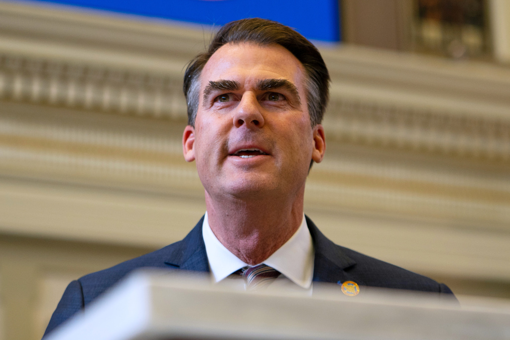 FILE - Oklahoma Gov. Kevin Stitt delivers his State of the State address at the Oklahoma State Capitol in Oklahoma City, Feb. 5, 2024. (AP Photo/Nick Oxford, File)