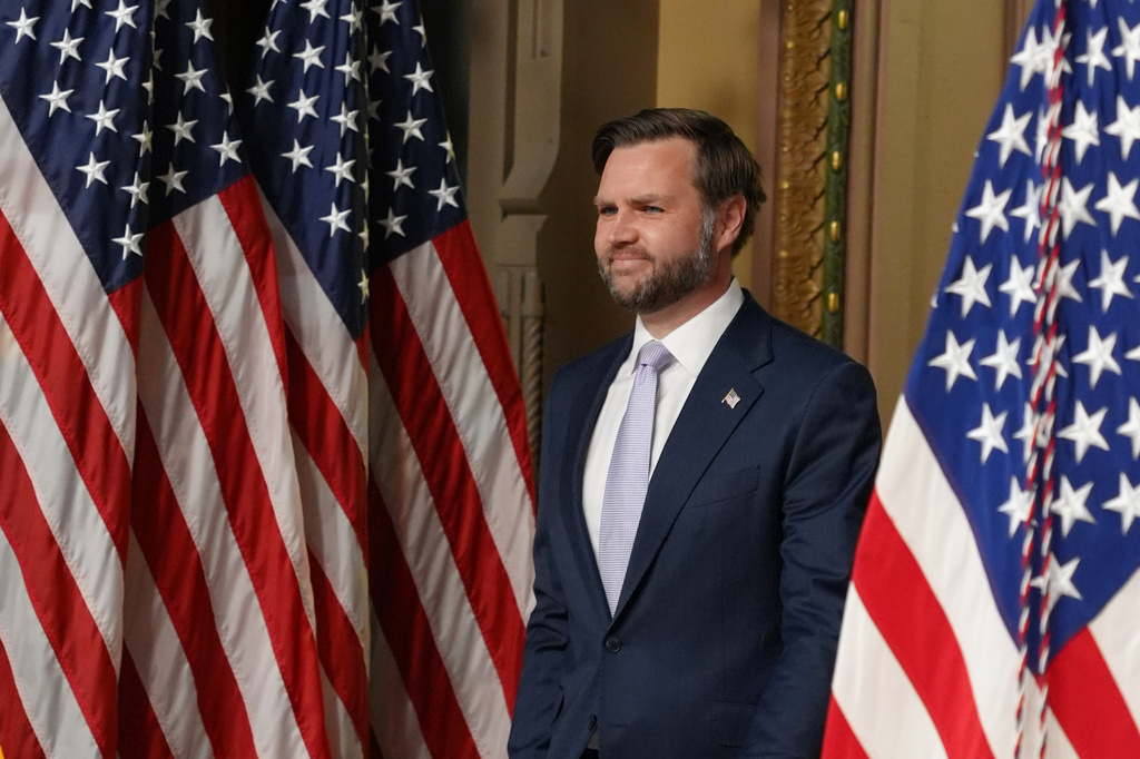 Vice President JD Vance arrives to speak to the media from the Eisenhower Executive Office Building on the White House campus, Wednesday, May 13, 2026, in Washington. (AP Photo/Jacquelyn Martin)