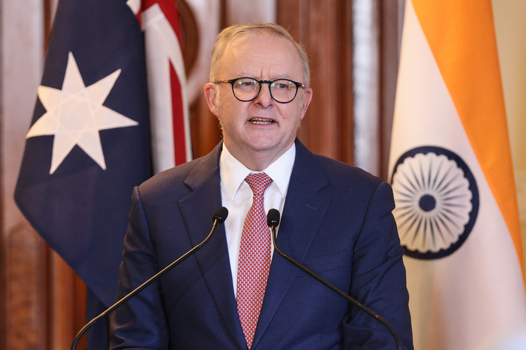 Australian Prime Minister Anthony Albanese speaks during a joint press conference with Indian Prime Minister Narendra Modi in Melbourne, Australia, Thursday, July 9, 2026. (AP Photo/Hamish Blair)