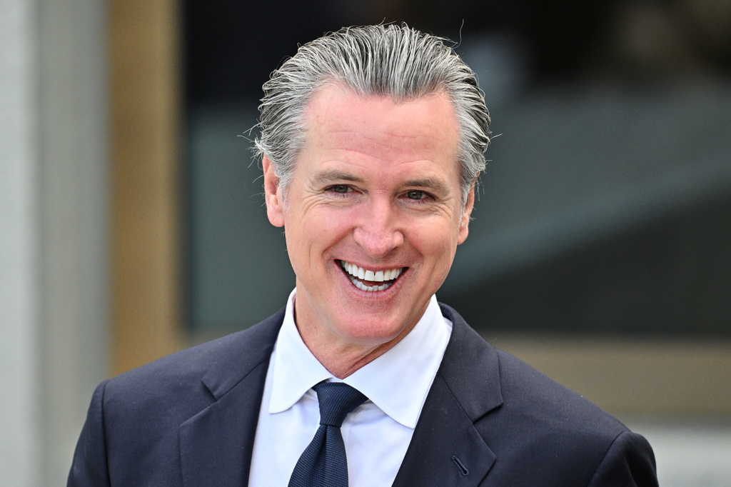 California Gov. Gavin Newsom arrives ahead of the Obama Presidential Center dedication ceremony Thursday, June 18, 2026, in Chicago. (AP Photo/Jon Cherry)