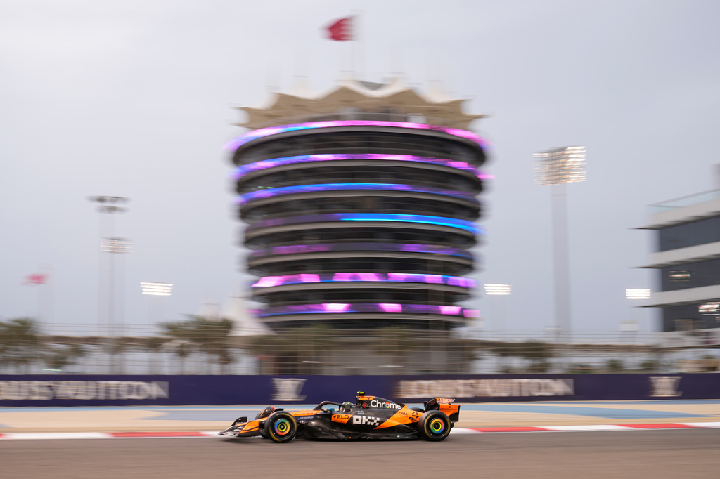 FILE - McLaren driver Lando Norris of Britain in action during a Formula One pre-season test at the Bahrain International Circuit in Sakhir, Bahrain, Thursday, Feb. 27, 2025. (AP Photo/Darko Bandic, File)