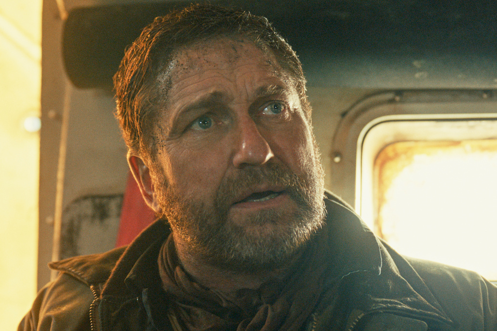 This image released by Lionsgate shows Gerard Butler in a scene from "Greenland 2: Migration." (Lionsgate via AP)