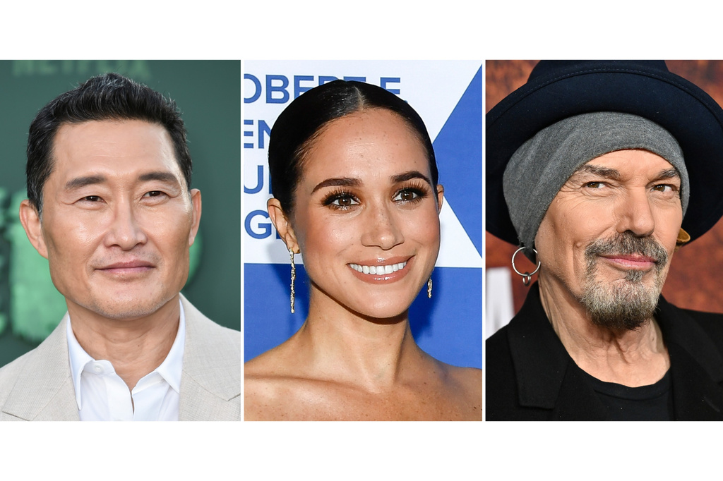 This combination of images shows celebrities born on August 4, from left, Daniel Dae Kim, Meghan, Duchess of Sussex, and Billy Bob Thornton. (AP Photo)