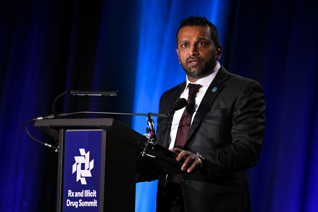 FBI Director Kash Patel speaks at the Rx and Illicit drug Summit, Wednesday, April 8, 2026, in Nashville, Tenn. (AP Photo/John Amis)