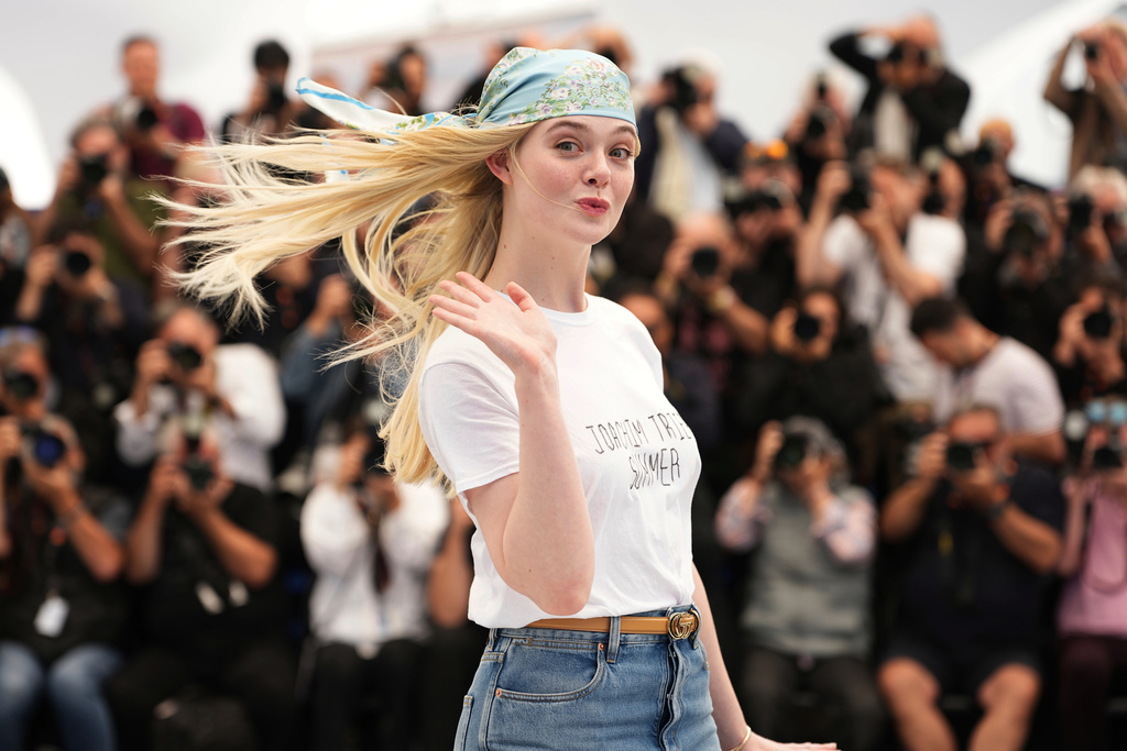 Elle Fanning poses for photographers at the photo call for the film 'Sentimental Value' at the 78th international film festival, Cannes, southern France, May 22, 2025. (Photo by Scott A Garfitt/Invision/AP File)