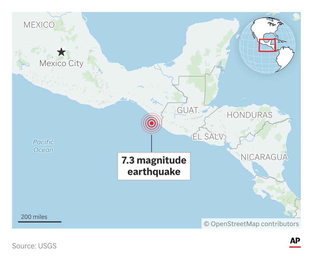 A strong earthquake rocked the area around the border between Mexico and Guatemala Friday. (AP Digital Embed)