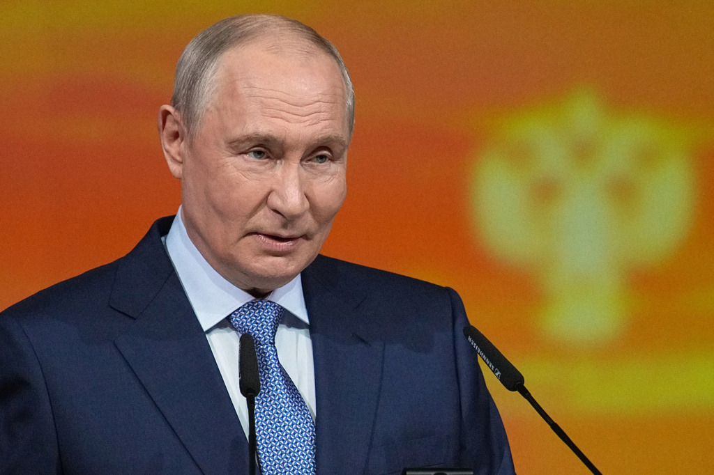 Russian President Vladimir Putin speaks at an international culture forum in St. Petersburg, Russia, Friday, Sept. 25, 2026. (AP Photo/Dmitri Lovetsky)