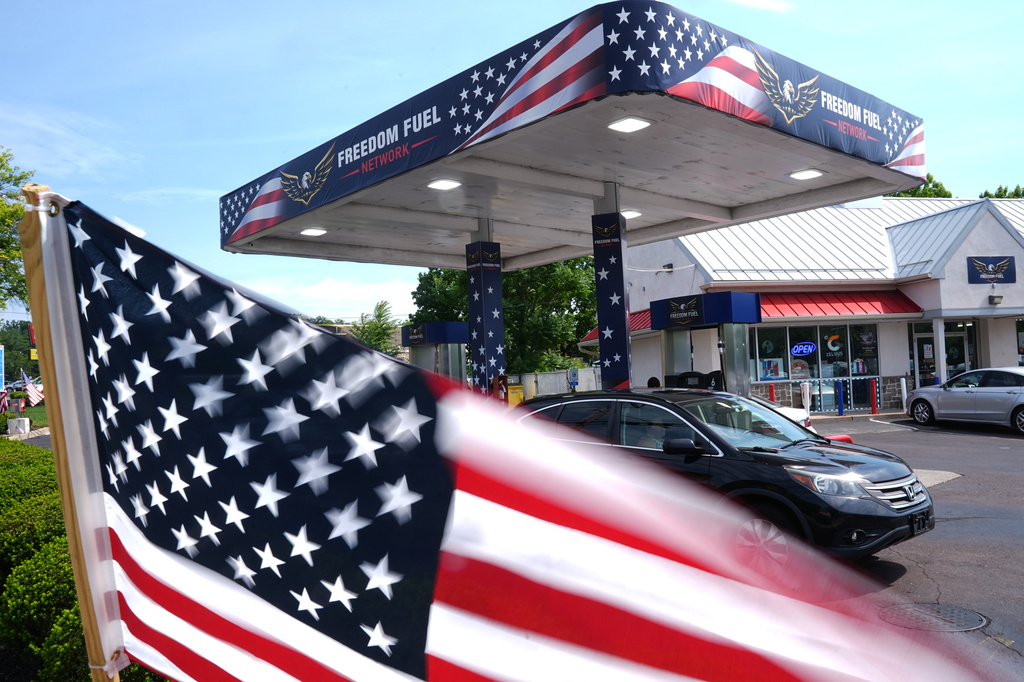 Shown is a Freedom Fuel Network gas station in Dresher, Pa., Friday, July 10, 2026. (AP Photo/Matt Rourke)