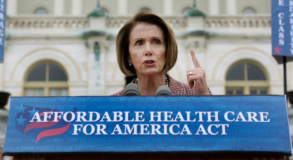 FILE - House Speaker Nancy Pelosi of Calif., gestures while speaking about health care during a news conference on Capitol Hill in Washington, Oct. 29, 2009. (AP Photo/Alex Brandon File)