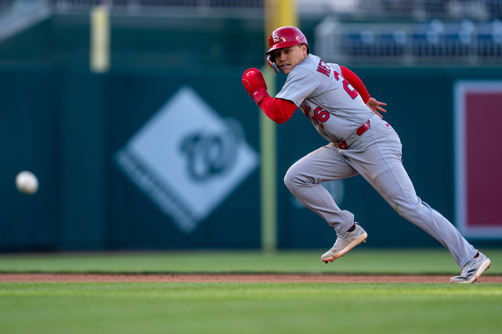 St. Louis Cardinals shortstop JJ Wetherholt runs the bases against Washington Nationals in the seventh inning during a baseball game, Wednesday, April 8, 2026, in Washington. (AP Photo/Nathan Howard)