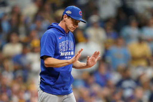 Chicago Cubs manager Craig Counsell comes to the mound to make a pitching change during the third inning of Game 2 of baseball's National League Division Series against the Milwaukee Brewers Monday, Oct. 6, 2025, in Milwaukee. (AP Photo/Kayla Wolf) Chicago Cubs manager Craig Counsell comes to the mound to make a pitching change during the third inning of Game 2 of baseball's National League Division Series against the Milwaukee Brewers Monday, Oct. 6, 2025, in Milwaukee. (AP Photo/Kayla Wolf)