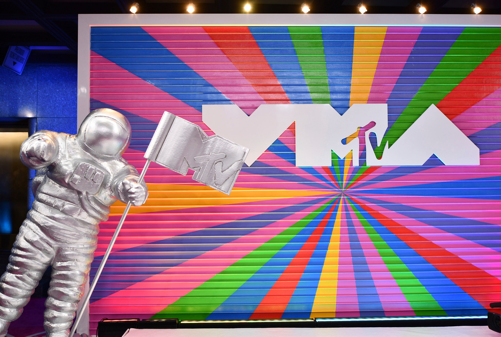 FILE - A statue of the MTV Moon Man appears on the red carpet at the MTV Video Music Awards on Aug. 20, 2018, in New York. (Photo by Charles Sykes/Invision/AP, File)