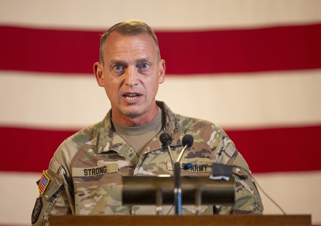 Nebraska National Guard Maj. Gen. Craig W. Strong speaks on Tuesday, Aug. 19, 2025, during a news conference in the Governor's Hearing Room at the Nebraska State Capitol in Lincoln. (Arthur H. Trickett-Wille/Lincoln Journal Star via AP)