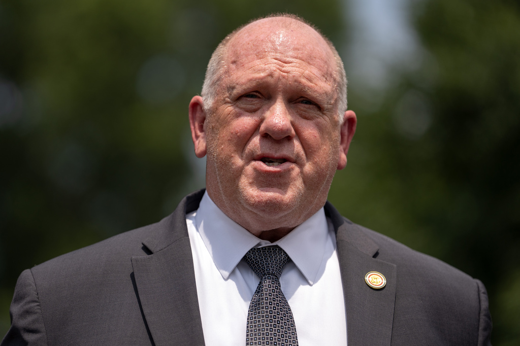 White House border czar Tom Homan speaks with reporters outside the White House, Monday, July 20, 2026, in Washington. (AP Photo/Mark Schiefelbein)
