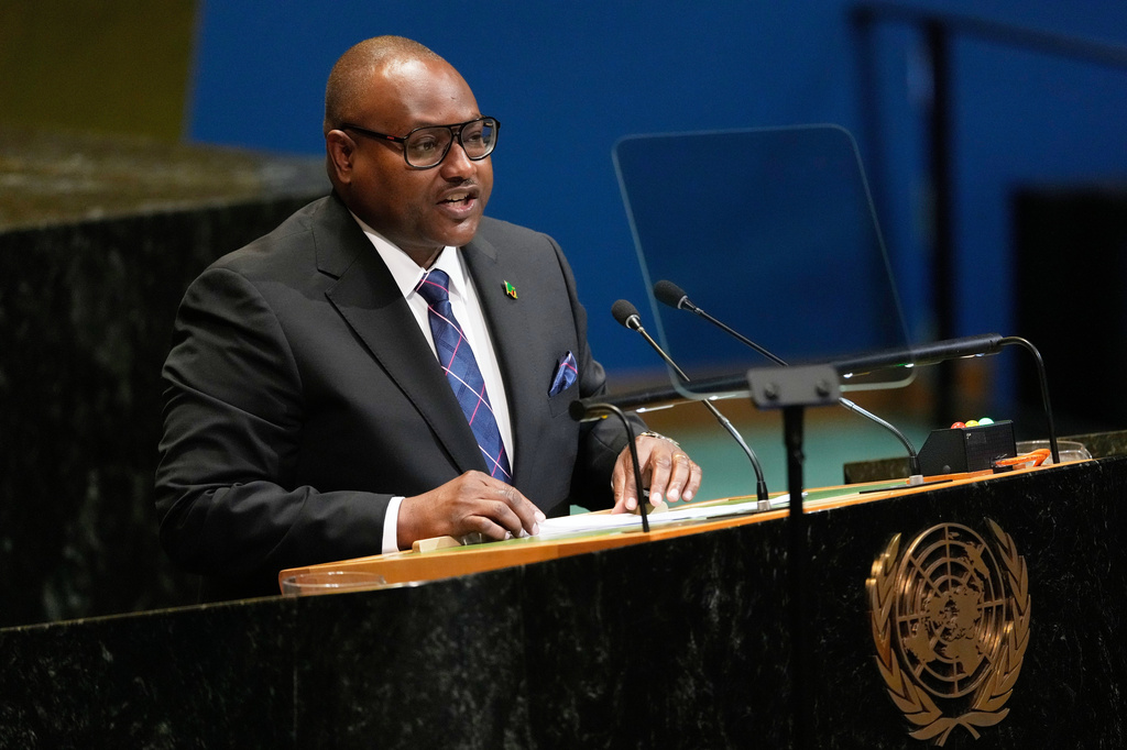 FILE - Mulambo Hamakuni Haimbe, Minister for Foreign Affairs of Zambia, addresses the 80th session of the United Nations General Assembly at United Nations headquarters, Monday, Sept. 29, 2025. (AP Photo/Seth Wenig, File)