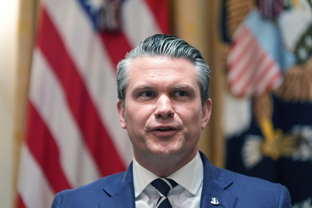 Defense Secretary Pete Hegseth speaks during a Cabinet meeting at the White House, Thursday, March 26, 2026, in Washington. (AP Photo/Alex Brandon)