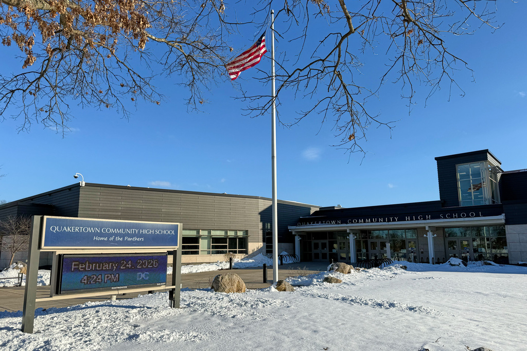 Quakertown Community High School is seen, Tuesday, Feb. 24, 2026, in Quakertown, Pa. (PJ Schaefer via AP)
