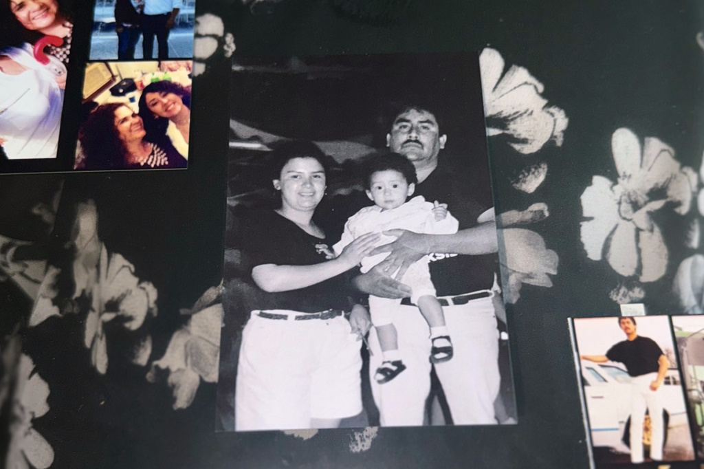 Air Force Tech. Sgt. Wendy Gbeve, not pictured, shows pictures of her parents in her home in Marysville, Calif., on Thursday, July 23, 2026. (AP Photo/Haven Daley)