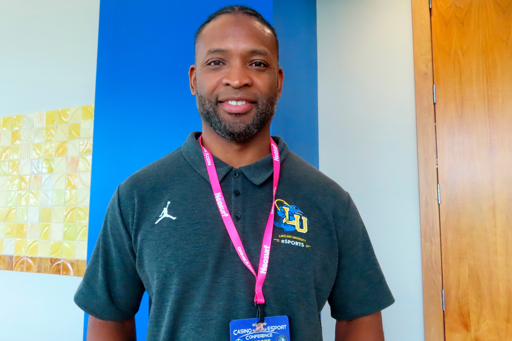 FILE - Former Green Bay Packers running back Ahman Green is seen after speaking at a conference in Atlantic City, N.J., Oct. 18, 2022. (AP Photo/Wayne Parry, File)