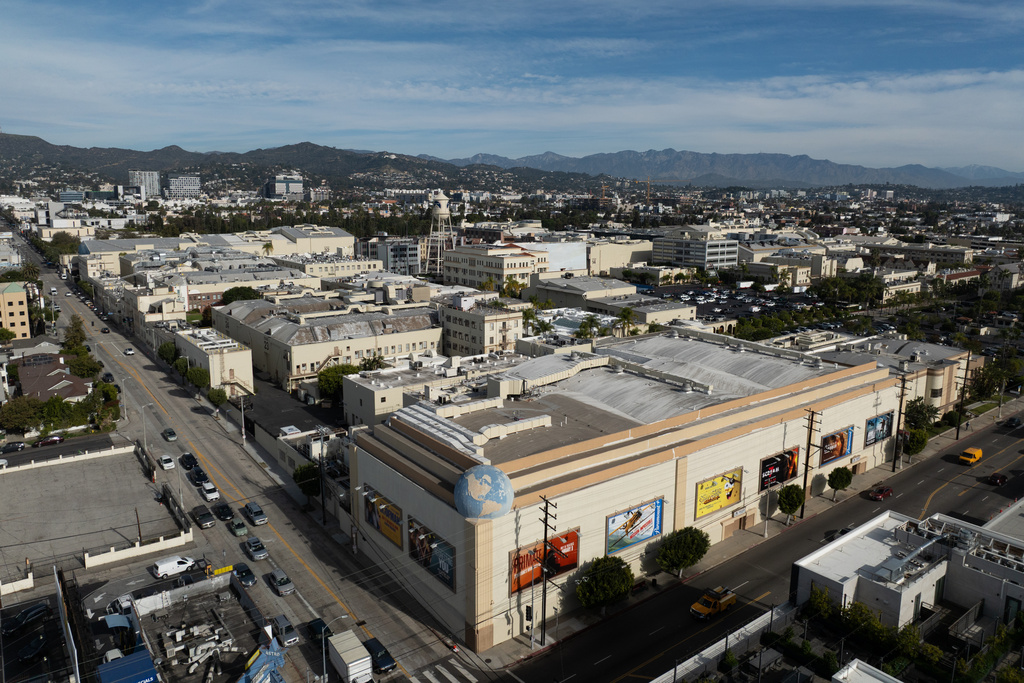 An aerial view shows Paramount Pictures in Los Angeles, Thursday, Dec. 18, 2025. (AP Photo/Jae C. Hong)